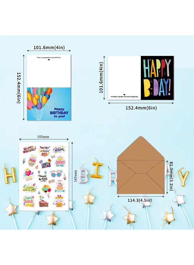 MXN Birthday Cards Assortment with Envelopes for Women, Men, Kids Adorned with Gold Glitter and Embossed Gold Foil - Image 2