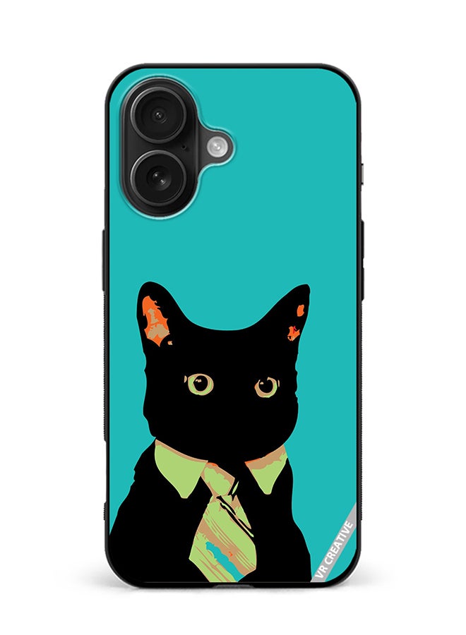 Protective Case Cover For Apple iPhone 16 Plus Business Cat Design Multicolour