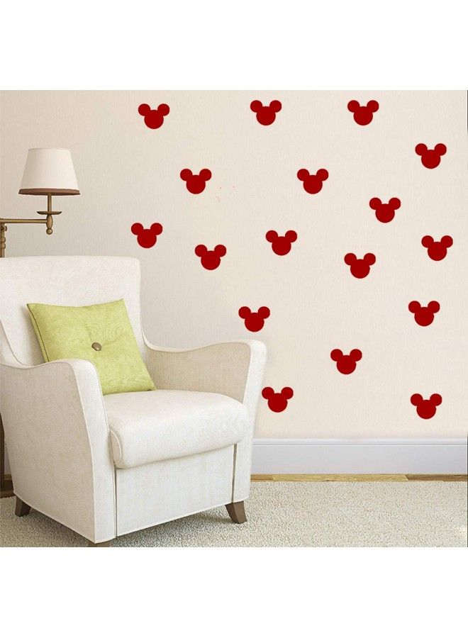 JURUOXIN Pvc Cartoon Mickey Mouse Head Wall Sticker Baby Nursery Cute Animal Wall Decal Children Room Vinyl Wall Art Easy Removable Pack Of 72Pcs (Red) - Image 2