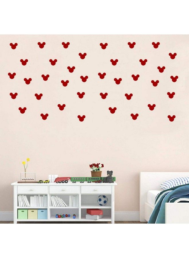 JURUOXIN Pvc Cartoon Mickey Mouse Head Wall Sticker Baby Nursery Cute Animal Wall Decal Children Room Vinyl Wall Art Easy Removable Pack Of 72Pcs (Red) - Image 3