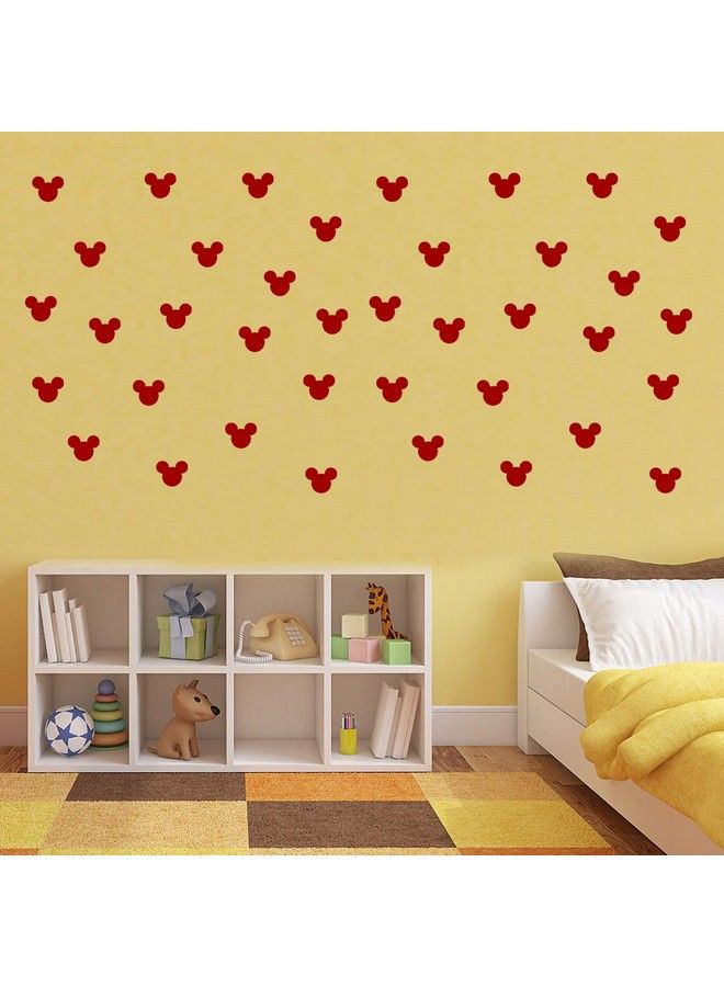 JURUOXIN Pvc Cartoon Mickey Mouse Head Wall Sticker Baby Nursery Cute Animal Wall Decal Children Room Vinyl Wall Art Easy Removable Pack Of 72Pcs (Red) - Image 4