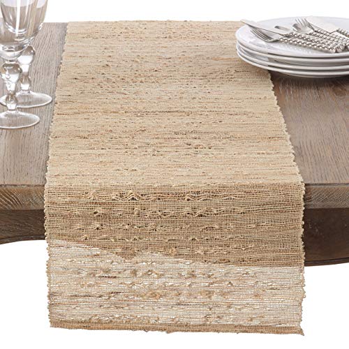 Fennco Styles Woven Nubby Natural Ramie Rustic Table Runner 14" W x 90" L - Natural Nubby Table Runner for Home Everyday Use, Kitchen, Banquets and Special Occasion Décor - Image 1