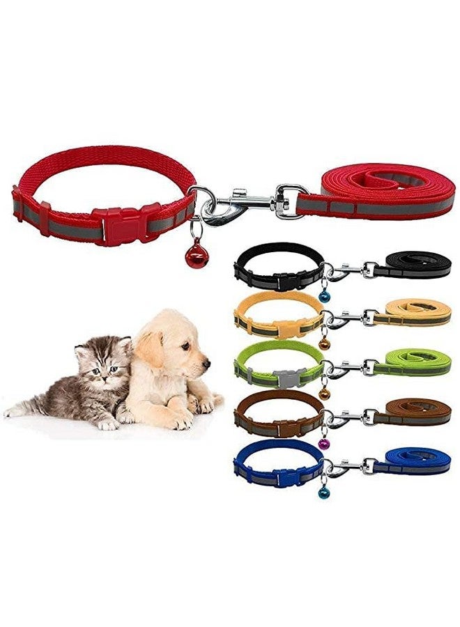 طوق ومقود للكلاب 10 مم مطبوع عليه طوق نايلون قابل للتعديل مع مقود سريع الفك ومجموعة طوق قابلة للتنفس مناسبة للكلاب والقطط (برتقالي) - Image 5