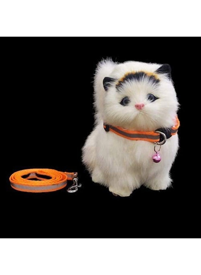 طوق ومقود للكلاب 10 مم مطبوع عليه طوق نايلون قابل للتعديل مع مقود سريع الفك ومجموعة طوق قابلة للتنفس مناسبة للكلاب والقطط (برتقالي) - Image 3