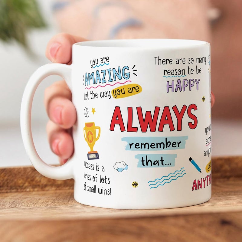Visibee Motivational Quote Coffee Mug Law of Attraction Self Care Manifest Affirmation Positivity Gift Mindset Motivational Ceramic Mug Gift to Friend Brother Sister and Everyone 325ml - Image 1