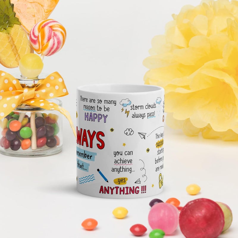 Visibee Motivational Quote Coffee Mug Law of Attraction Self Care Manifest Affirmation Positivity Gift Mindset Motivational Ceramic Mug Gift to Friend Brother Sister and Everyone 325ml - Image 5