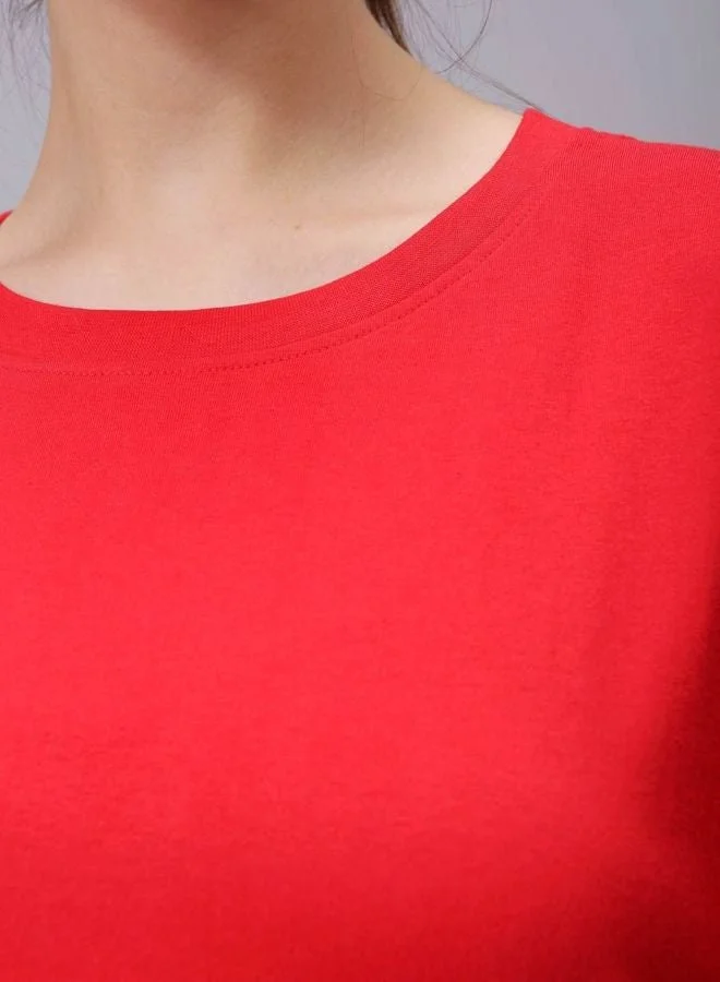 مرفوعة Women Regular Fit Solid Crew Neck Short Sleeve T-Shirt