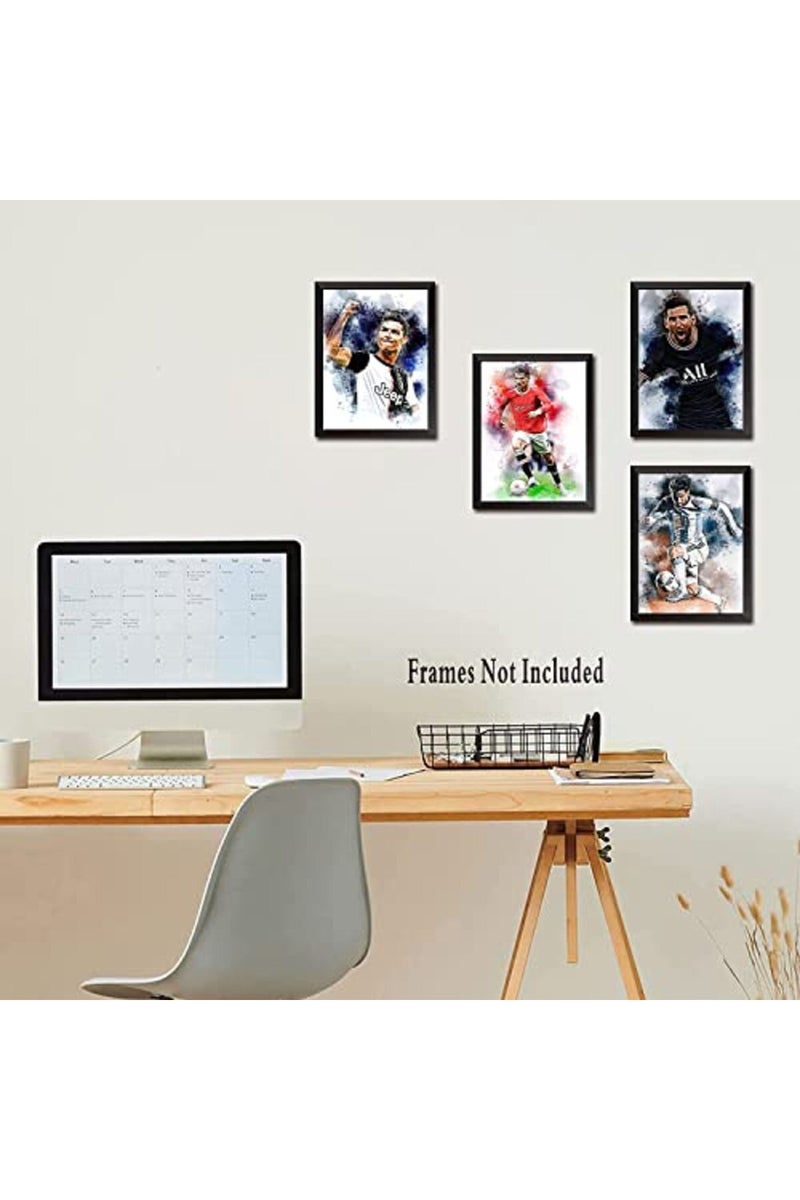 NIIORTY MES Football Star Wall Art Posters, Watercolor Soccer Superstar Canvas Posters, Inspirational Football Sports Art Prints for Office Living Room Home Decor, Set of 4 (8"x10" Unframed) - Image 5