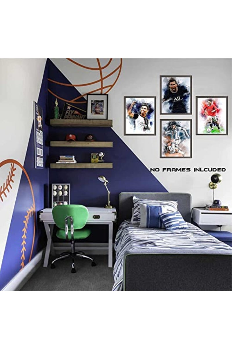 NIIORTY MES Football Star Wall Art Posters, Watercolor Soccer Superstar Canvas Posters, Inspirational Football Sports Art Prints for Office Living Room Home Decor, Set of 4 (8"x10" Unframed) - Image 4