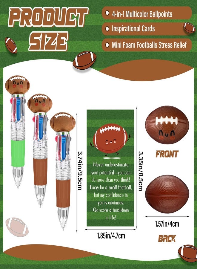 Epakh 15 Sets Football Party Favor Sport Pens Bulk Multicolor Ballpoint Pen 4-in-1 Design with Emotion Support Stress Ball Card Football Goodie Bag Stuffer Cool Ballpoint Pen for Sport Birthday Party - Image 2