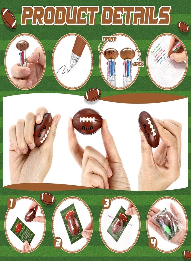 Epakh 15 Sets Football Party Favor Sport Pens Bulk Multicolor Ballpoint Pen 4-in-1 Design with Emotion Support Stress Ball Card Football Goodie Bag Stuffer Cool Ballpoint Pen for Sport Birthday Party - Image 3