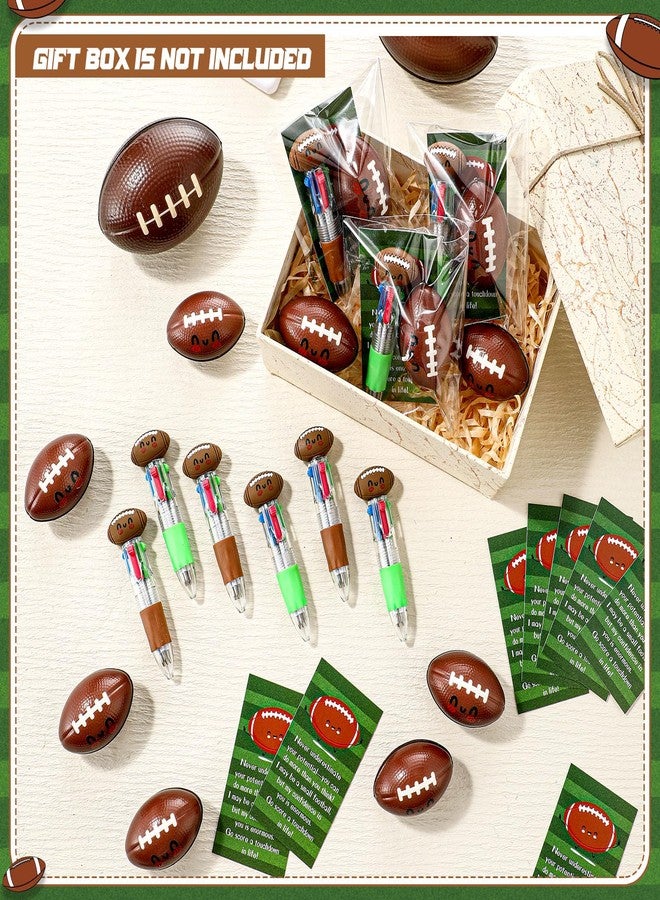 Epakh 15 Sets Football Party Favor Sport Pens Bulk Multicolor Ballpoint Pen 4-in-1 Design with Emotion Support Stress Ball Card Football Goodie Bag Stuffer Cool Ballpoint Pen for Sport Birthday Party - Image 4
