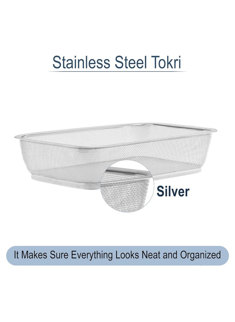 Kuber Industries Kuber Industries Fruit Basket Storage Organizer Stainless Steel Tokri for Kitchen Bathroom Shelves Countertops Dining Table  - Image 5