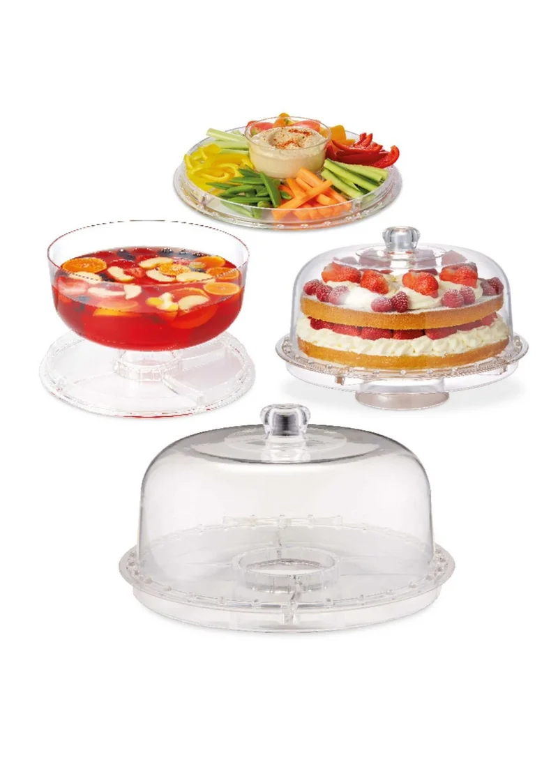 1Chase 3 in 1 Acrylic  Multi-Function Cake Stand With Dip Bowl And Punch Bowl