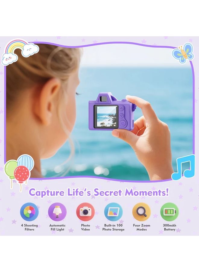 Pink RIVGOT Mini Keychain Camera 1080P LCD Screen 64GB Card Travel Gift - Image 3