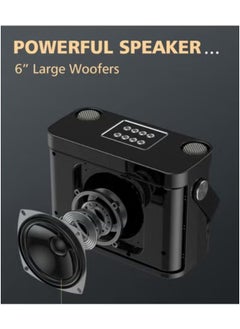 YS YS-219 Bluetooth Karaoke Speaker with Dual Wireless Microphones, Portable Outdoor Sound System Featuring Deep Bass, Vocal Effects, USB/TF Support, Perfect for Parties and Events, Black  - Image 3