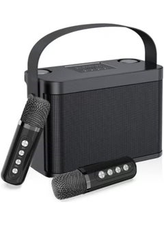 YS YS-219 Bluetooth Karaoke Speaker with Dual Wireless Microphones, Portable Outdoor Sound System Featuring Deep Bass, Vocal Effects, USB/TF Support, Perfect for Parties and Events, Black  - Image 2