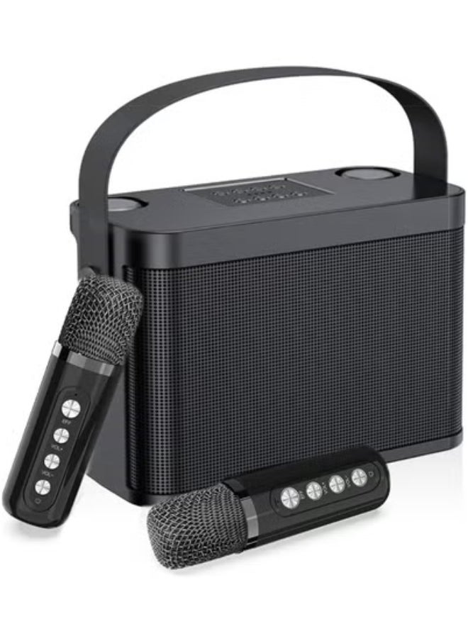 YS YS-219 Bluetooth Karaoke Speaker with Dual Wireless Microphones, Portable Outdoor Sound System Featuring Deep Bass, Vocal Effects, USB/TF Support, Perfect for Parties and Events, Black  - Image 2