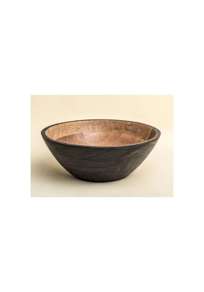 Muun Home MUUN HOME Dual Tone Acacia Wood Salad Bowl - Black and Brown, 29x30x12cm