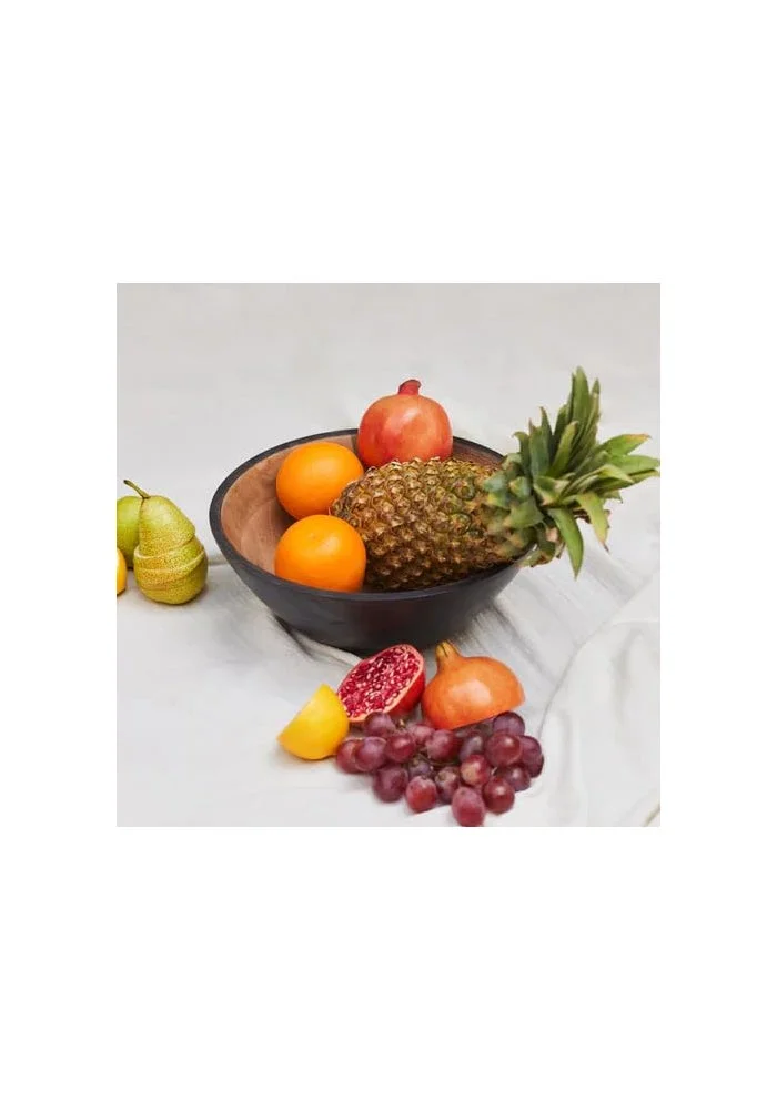 Muun Home MUUN HOME Dual Tone Acacia Wood Salad Bowl - Black and Brown, 29x30x12cm
