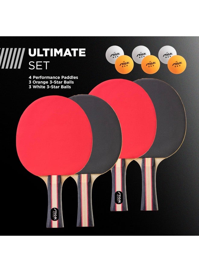 Stiga Performance 4 Player Ping Pong Paddle Set Of 4 - Table Tennis Rackets, 6 - 3 Star Orange And White Balls - Image 4