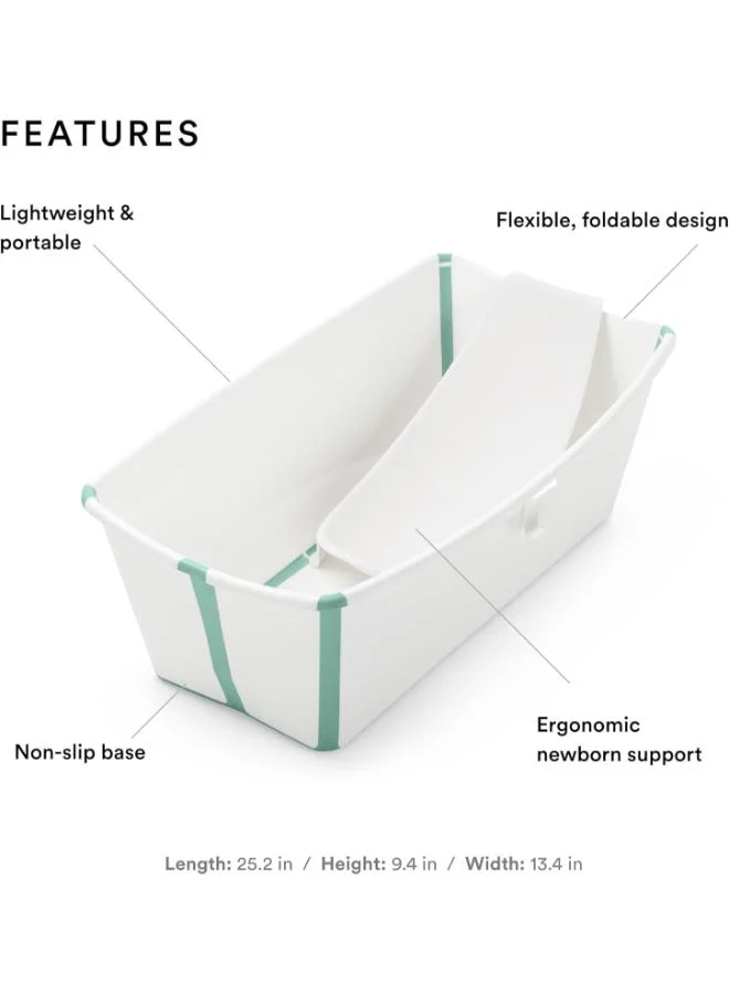 STOKKE Flexi - Bath Tub Set, White Aqua Foldable And Anti - Slip Kids Bathing Tub, With New - Born Support And Heat - Sensitive Drain Plug