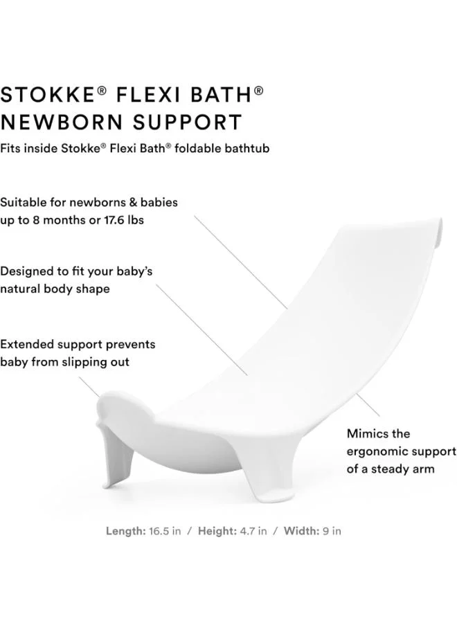 STOKKE Flexi - Bath Tub Set, White Aqua Foldable And Anti - Slip Kids Bathing Tub, With New - Born Support And Heat - Sensitive Drain Plug