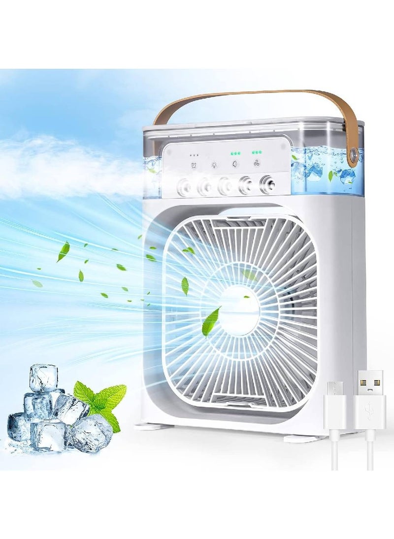 Generic Portable Cooling Fan with 7 Colors LED Light, Air Conditioner Water Fan USB Desk with 3 Sprays Personal Evaporative Air Cooler Ice Fan for Bedroom, Office, Dorm  - Image 1