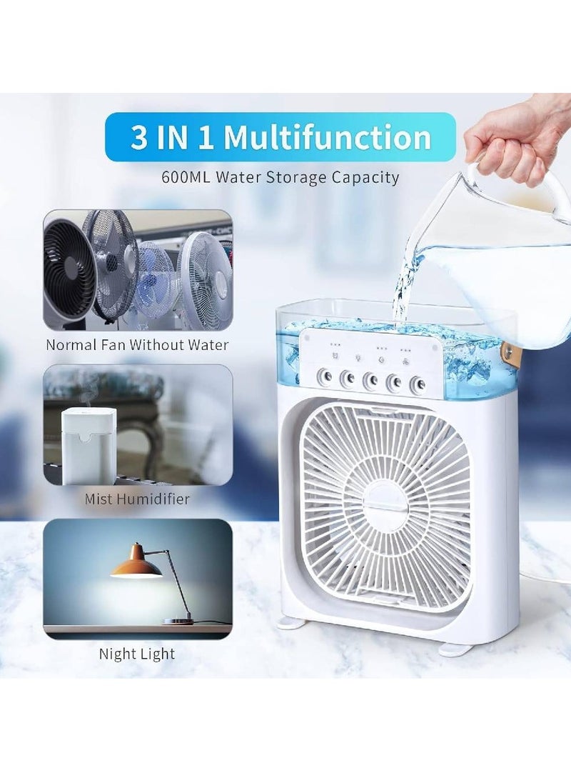 Generic Portable Cooling Fan with 7 Colors LED Light, Air Conditioner Water Fan USB Desk with 3 Sprays Personal Evaporative Air Cooler Ice Fan for Bedroom, Office, Dorm  - Image 2