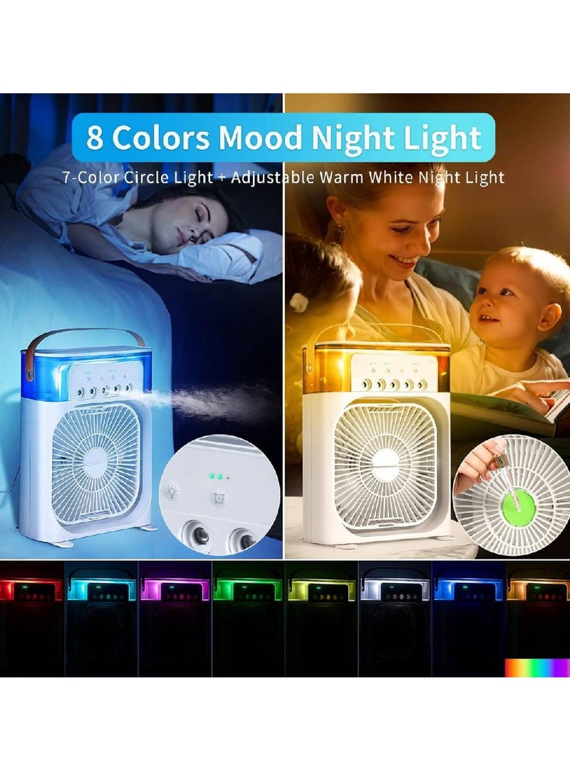 Generic Portable Cooling Fan with 7 Colors LED Light, Air Conditioner Water Fan USB Desk with 3 Sprays Personal Evaporative Air Cooler Ice Fan for Bedroom, Office, Dorm  - Image 3