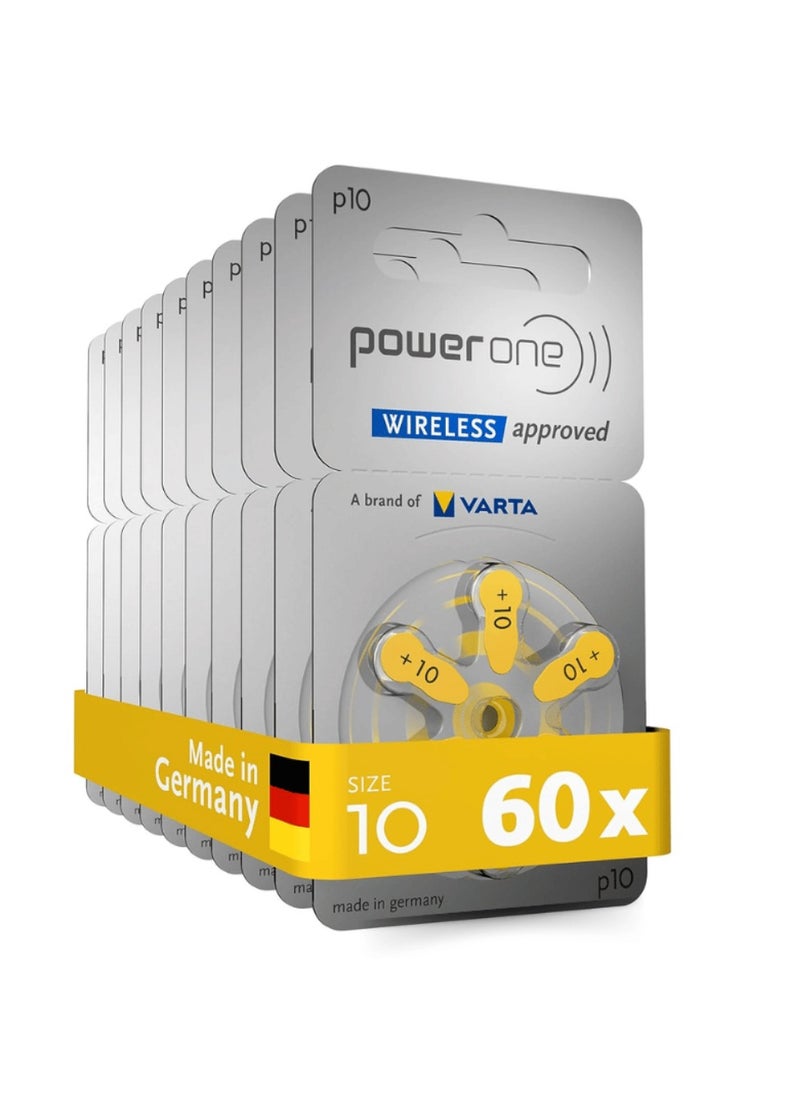 PowerOne - Powerone Wireless Approved (Size 10) Hearing Aid 1.45V Batteries - 60 Pieces - Image 1