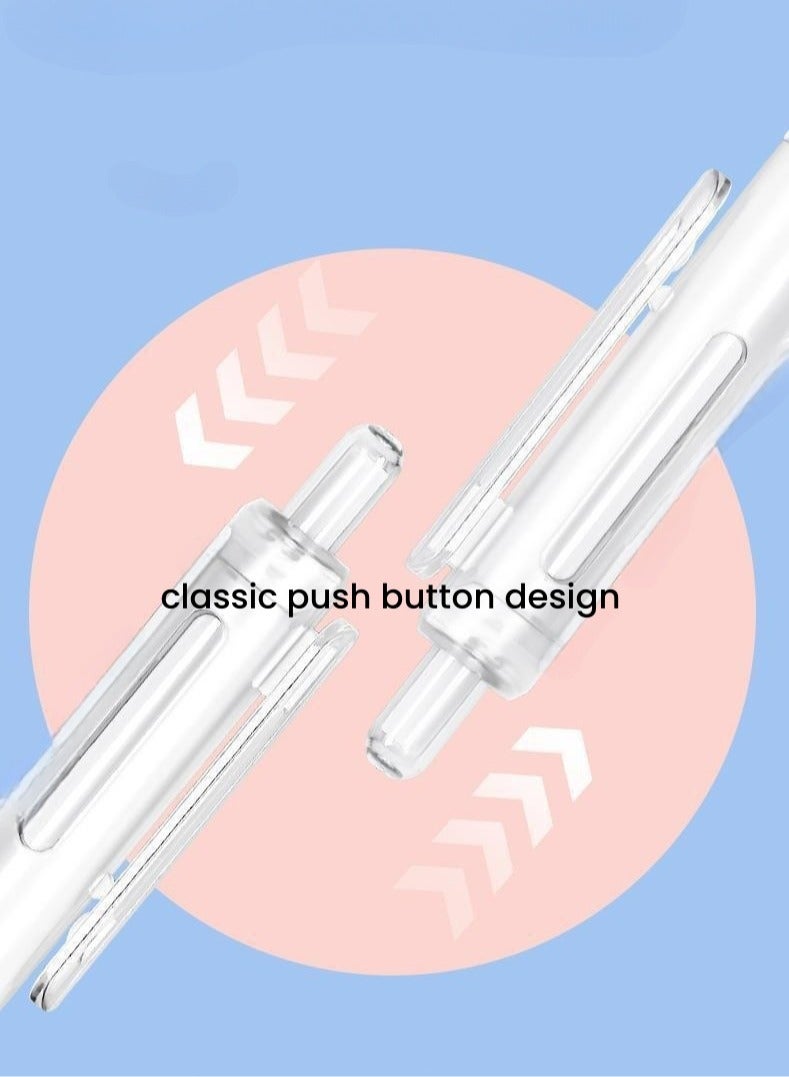 مجموعة من 5 أقلام حبر جل قابلة للسحب بسعة كبيرة 0.5 مم قلم حبر أسود مناسب للمكتب والمدرسة (أبيض) - Image 3