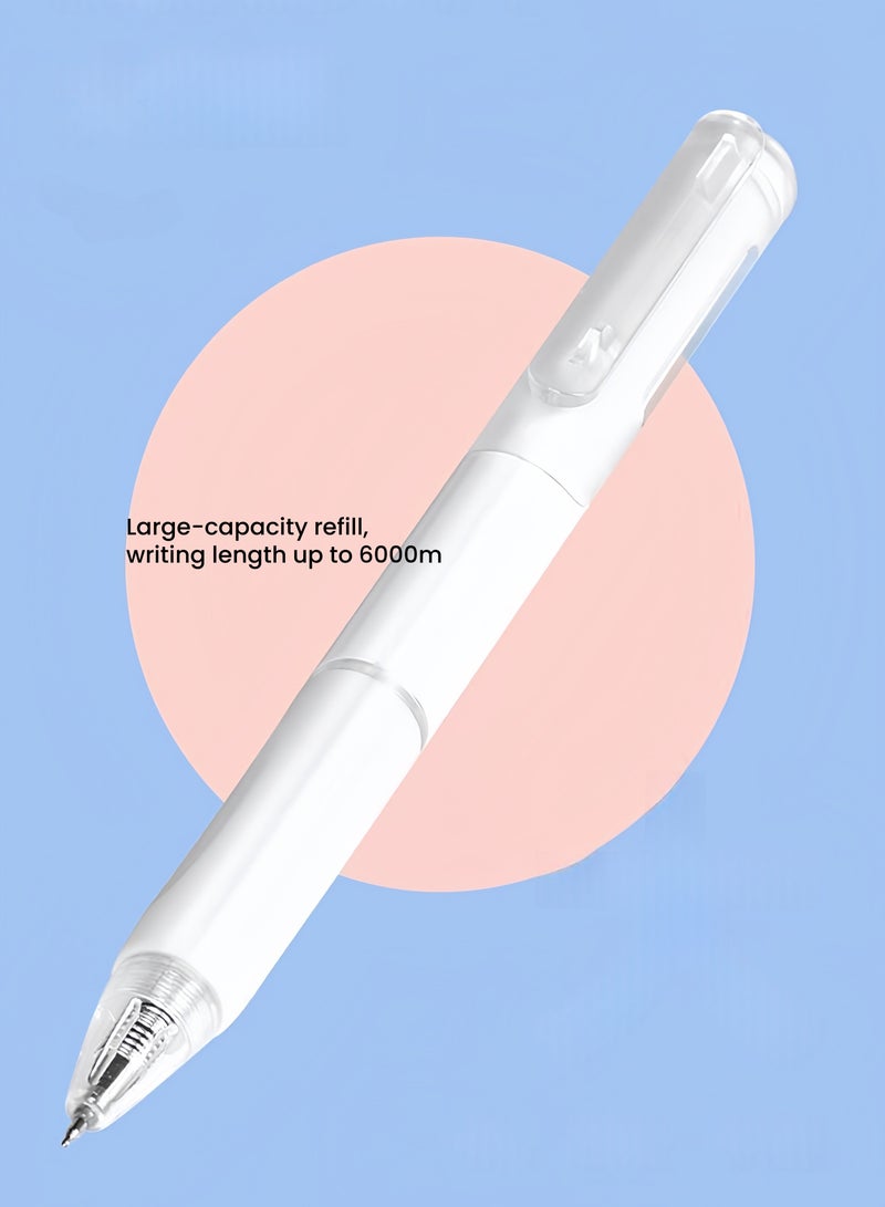 مجموعة من 5 أقلام حبر جل قابلة للسحب بسعة كبيرة 0.5 مم قلم حبر أسود مناسب للمكتب والمدرسة (أبيض) - Image 4