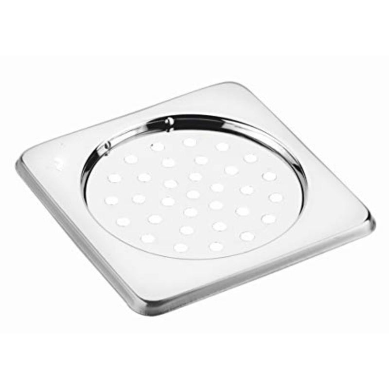 NEW WARE 5 x 5 Inch Square Locking Stainless Steel Bathroom Floor Drain - Chrome Finish Water Drain Grating with Floor Trap - Image 1