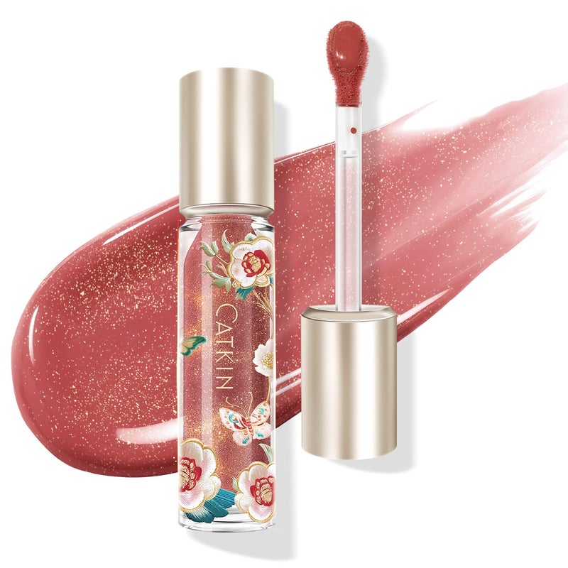 CATKIN Lip Plumper Gloss, Tinted Lip Serum with Hyaluronic Acid & Jojoba Oil, Non-sticky Volumizing Hydrating Formula for a High Shine Maximum 3D Look, Plump & Soft Lips 0.12 Fl Oz-C05 Chocolate Amber - Image 1