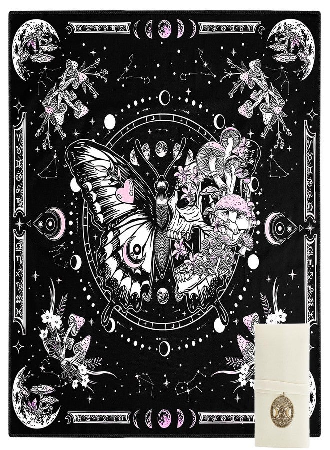 Knana Tarot Card Cloth Velvet Tarot Cloth and Bag Altar Cloth Butterfly Pattern Tarot Mat - Image 1