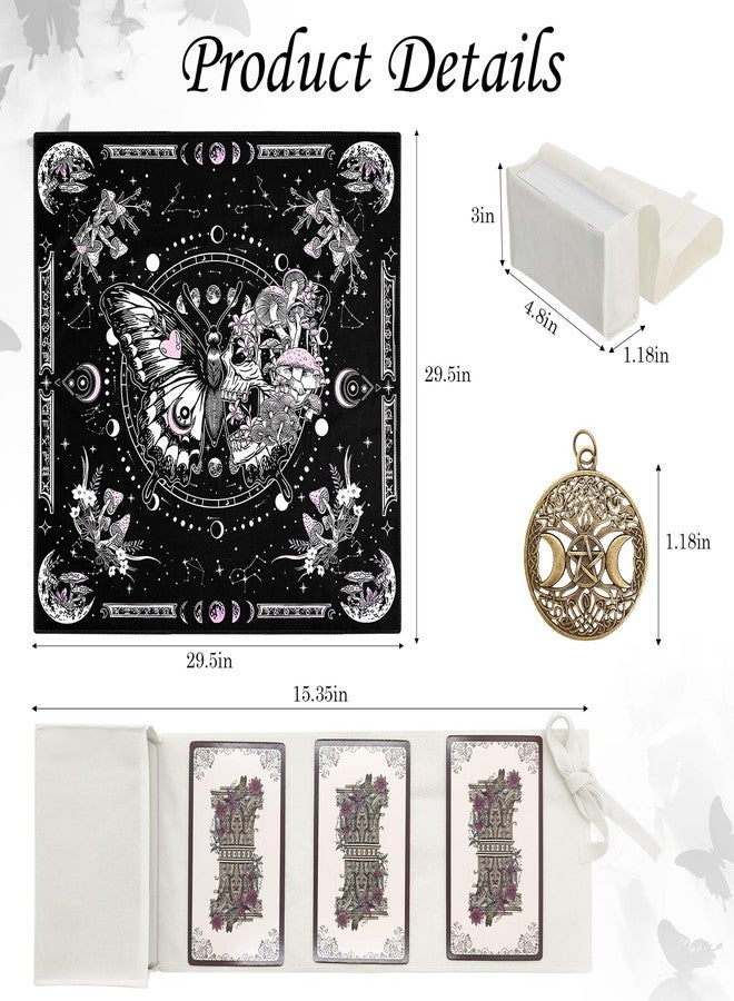 Knana Tarot Card Cloth Velvet Tarot Cloth and Bag Altar Cloth Butterfly Pattern Tarot Mat - Image 2