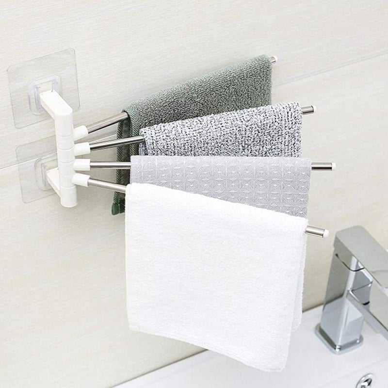PRABODH Stainless Steel 4 Bar Towel Rack for Bathroom Towel Holder for Kitchen Towel Hanger Stand for Wash Basin Self Adhesive Pack of 1 Multicolor - Image 1
