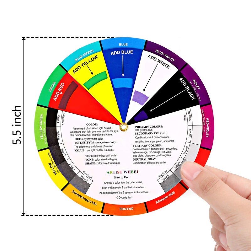 AmigozZ 1pc(5.5inch) Color Wheel, Paint Mixing Learning Guide Art Class Teaching Tool Color Wheels for Makeup Blending Board Chart Color Mixed Guide Mix Colours - Image 2