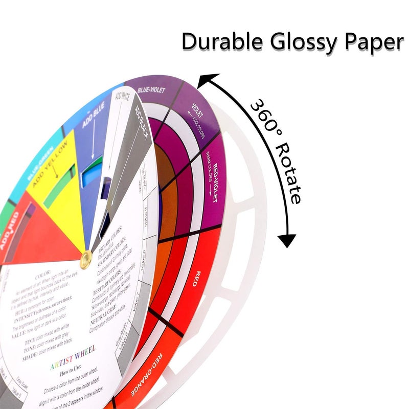 AmigozZ 1pc(5.5inch) Color Wheel, Paint Mixing Learning Guide Art Class Teaching Tool Color Wheels for Makeup Blending Board Chart Color Mixed Guide Mix Colours - Image 3