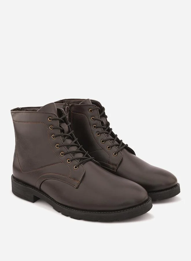 Styli Styli Lace Up Ankle Boots with Side Zipper