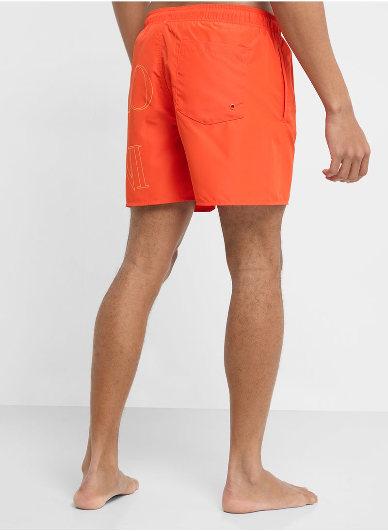 EMPORIO ARMANI - Beachwear Logo  Drawstring Shorts - Image 1