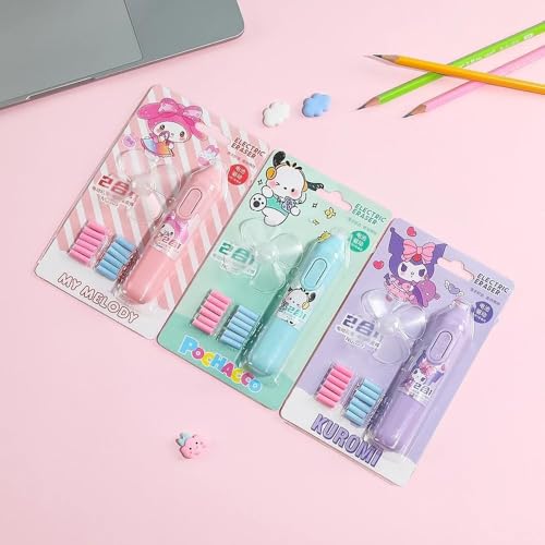 KRAFTMASTERS® Cute Anime Cartoon Electric Eraser Pencil with Fan Electric Automatic Eraser Children's Creative Gift Multifunctional Stationery(1 Pack)(As Per Availability Color) - Image 3