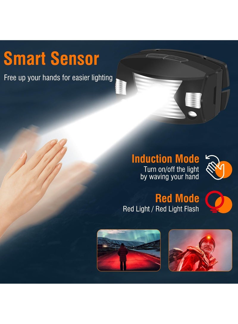 Rechargeable Headlamp with Red Light, Super Bright 350LM Waterproof USB Head Lamp, 5 Modes LED Motion Sensor Headlight for Adults and Kids, Ideal for Outdoor Camping, Running, Fishing  - Image 4