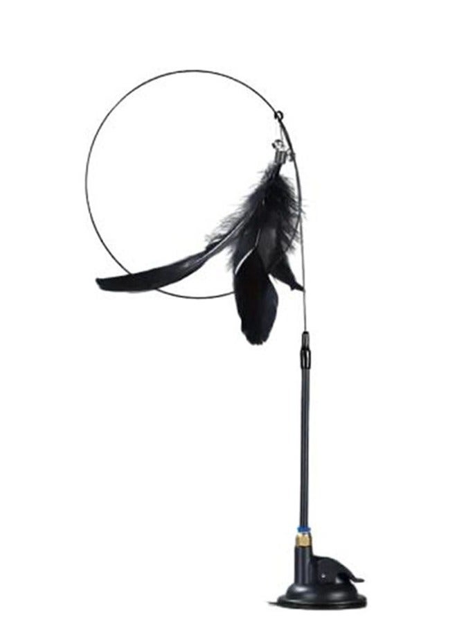 Long pole powerful suction cup funny cat stick-replaceable black feather head with bell - Image 1
