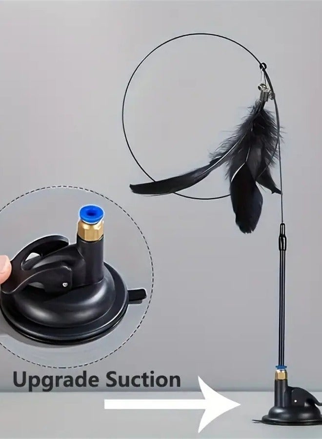 Long pole powerful suction cup funny cat stick-replaceable black feather head with bell - Image 2