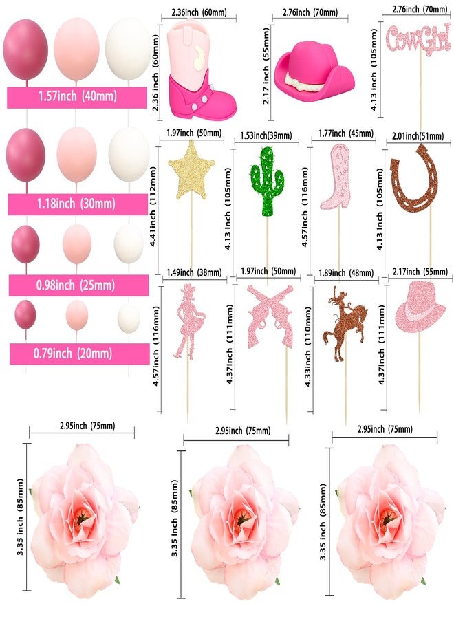 Ephlyn 33 Pack Cowgirl Cake Decorations Cowgirl Hat and Boot Cake Toppers Western Cowgirl Birthday Baby Shower for Western Theme Party Favors Supplies Pink - Image 2