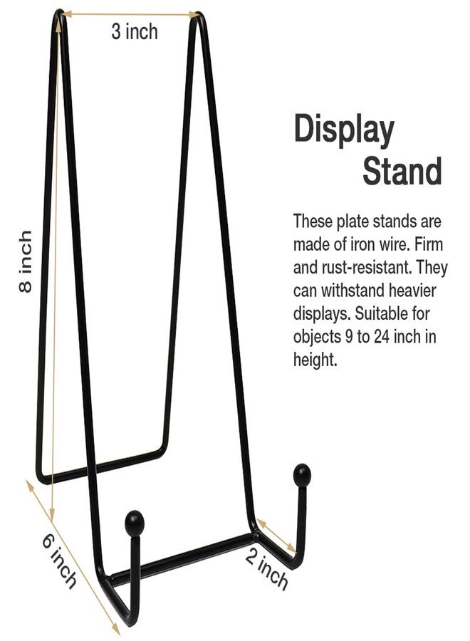 Goalfly 7 Pack 8 Inch Large Plate Stands for Display, Metal Black Plate Holder Display Stand, Picture Frame Stands for Book, Photo Easel, Decorative Plates - Image 2