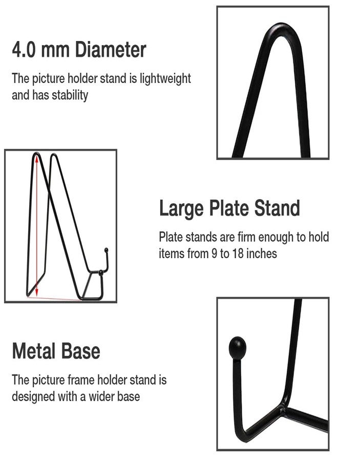 Goalfly 7 Pack 8 Inch Large Plate Stands for Display, Metal Black Plate Holder Display Stand, Picture Frame Stands for Book, Photo Easel, Decorative Plates - Image 3