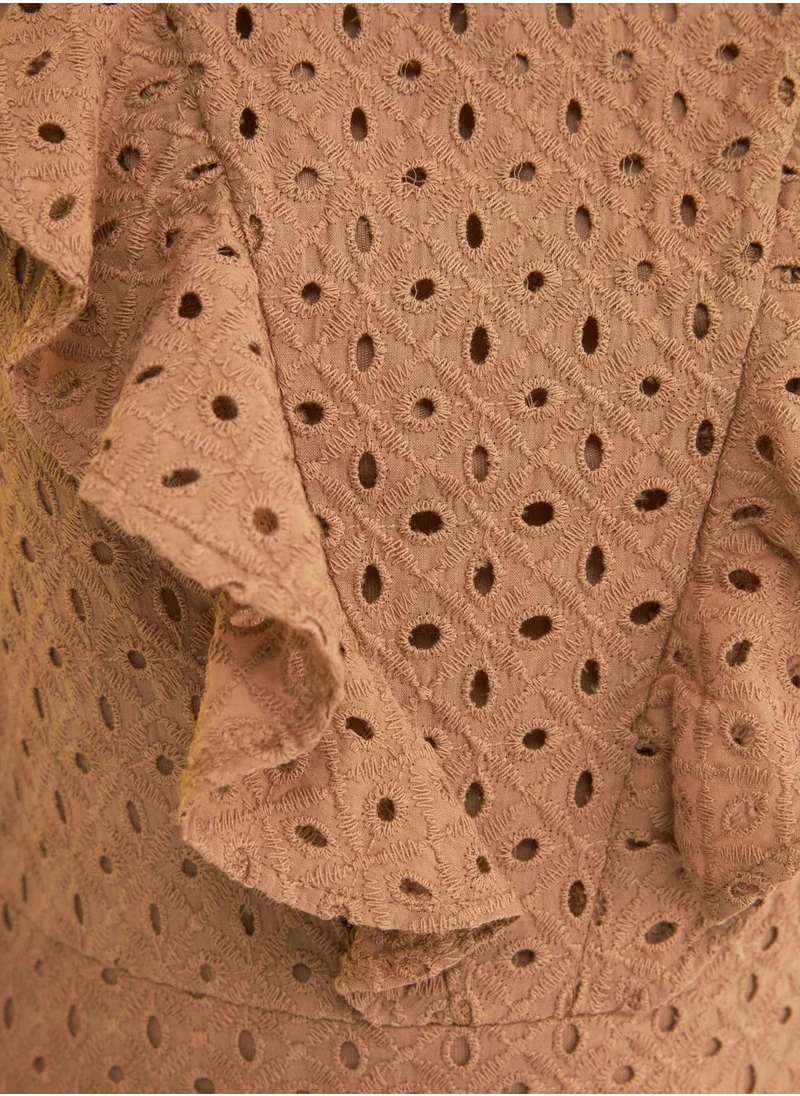 trendyol Ruffle Detail Embroidered Dress